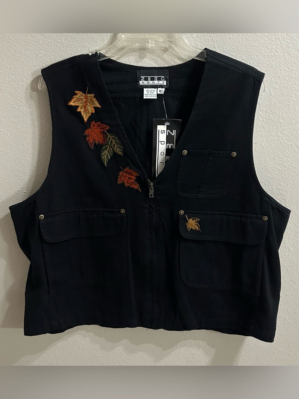 NEW Vintage Womens Vest XL Black Fall Themed Novelty Country Cottagecore 90s